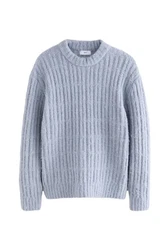 Next Rundhalspullover Relaxed Fit Grau/Hellblau/Blau