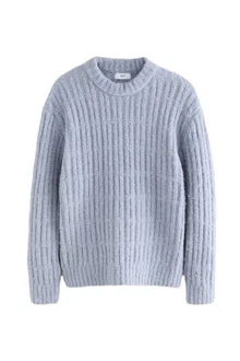 Next Rundhalspullover Relaxed Fit Grau/Hellblau/Blau