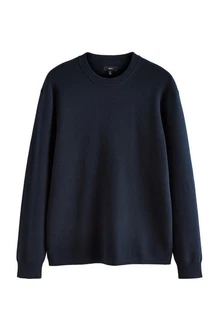 Next Regular Fit Pullover mit Rundhalsausschnitt Dunkelblau Next Regular Fit Pullover mit Rundhalsausschnitt Dunkelblau