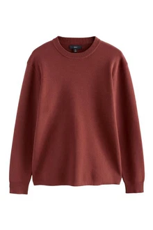 Next Regular Fit Pullover mit Rundhalsausschnitt Braun/Rot/Orange Next Regular Fit Pullover mit Rundhalsausschnitt Braun/Rot/Orange