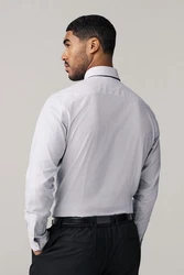 Next Langarmhemd Slim Fit Hemd und Krawatte Set Grau/Weiß