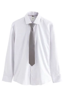 Next Langarmhemd Slim Fit Hemd und Krawatte Set