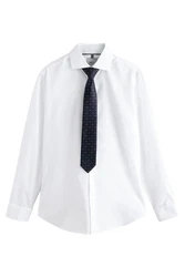 Next Langarmhemd Slim Fit Hemd und Krawatte Set Weiß/Dunkelblau/Hellblau/Schwarz/Creme