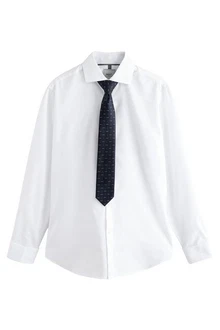 Next Langarmhemd Slim Fit Hemd und Krawatte Set Weiß/Dunkelblau/Hellblau/Schwarz/Creme Next Langarmhemd Slim Fit Hemd und Krawatte Set Weiß/Dunkelblau/Hellblau/Schwarz/Creme