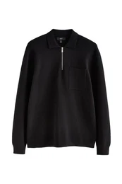Langarm-Poloshirt Regular Fit Strick-Poloshirt mit langen rmeln (1-tlg)