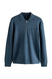 Langarm-Poloshirt Regular Fit Strick-Poloshirt mit langen rmeln (1-tlg)