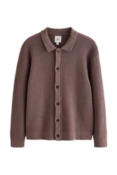 Next Strickjacke Relaxed Fit Hemdjacke Lila/Rosa