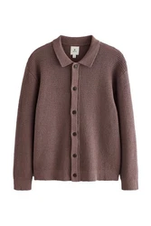 Next Strickjacke Relaxed Fit Hemdjacke Lila/Rosa