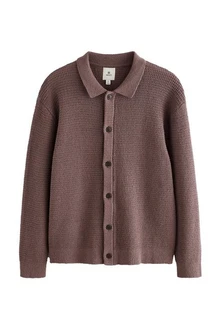 Next Strickjacke Relaxed Fit Hemdjacke Lila/Rosa