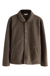 Strickjacke Strickjacke mit Schalkragen aus Wollgemisch (1-tlg)