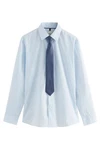 Next Langarmhemd Slim Fit Hemd und Krawatte Set Blau/Hellblau/Dunkelblau
