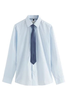 Next Langarmhemd Slim Fit Hemd und Krawatte Set Blau/Hellblau/Dunkelblau Next Langarmhemd Slim Fit Hemd und Krawatte Set Blau/Hellblau/Dunkelblau
