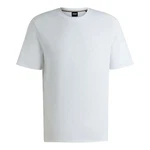 BOSS Kurzarmshirt Waffle T-Shirt mit Logo-Stickerei Weiß/Grau/Creme