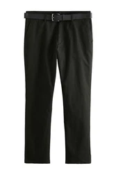 Next Stretch-Hose mit Gürtel (2-tlg) Khaki/Dunkelgrün