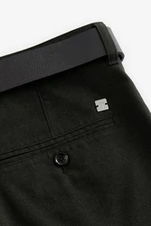 Next Stretch-Hose mit Gürtel (2-tlg) Khaki/Dunkelgrün