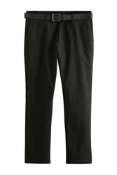 Next Stretch-Hose mit Gürtel (2-tlg) Khaki/Dunkelgrün