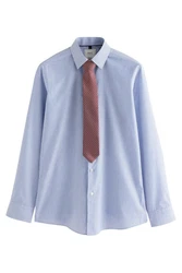 Next Langarmhemd Slim Fit Hemd und Krawatte Set Dunkelblau/Blau/Hellblau/Fliederfarben