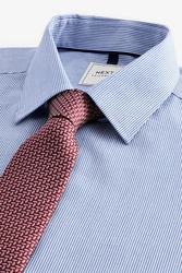 Next Langarmhemd Slim Fit Hemd und Krawatte Set Dunkelblau/Blau/Hellblau/Fliederfarben