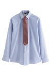 Next Langarmhemd Slim Fit Hemd und Krawatte Set Dunkelblau/Blau/Hellblau/Fliederfarben