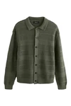 Next Strickjacke Relaxed Fit Hemdjacke Dunkelgrün/Grün
