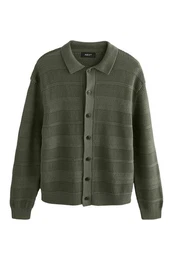 Strickjacke Relaxed Fit Hemdjacke mit Hkelstruktur (1-tlg)