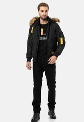 Cipo & Baxx Winterjacke Jacke Dunkelblau/Grau/Schwarz/Braun/Blau