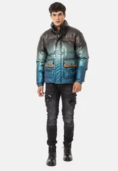 Cipo & Baxx Winterjacke Jacke Grau/Mischfarben/Grün/Türkis/Blau