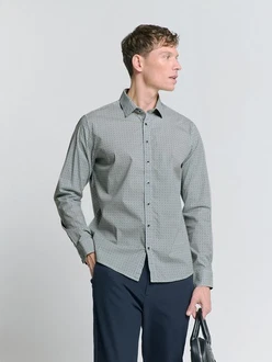 NO EXCESS Langarmhemd Stretchhemd mit Print