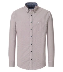 CASAMODA Langarmhemd Freizeithemd Print Rot/Creme/Hellblau