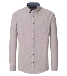 CASAMODA Langarmhemd Freizeithemd Print Rot/Creme/Hellblau