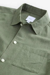 Next Kurzarmhemd aus Baumwoll-Leinenmischung Dunkelgrün/Grün/Khaki/Türkis