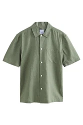Next Kurzarmhemd aus Baumwoll-Leinenmischung Dunkelgrün/Grün/Khaki/Türkis