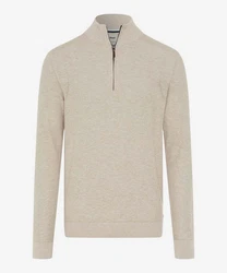 Brax Strickpullover Troyer Steffen Regular Fit Braun/Khaki/Beige/Grau