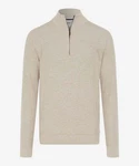 Brax Strickpullover Troyer Steffen Regular Fit Braun/Khaki/Beige/Grau