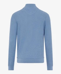 Brax Strickpullover Troyer Steffen Regular Fit Blau/Hellblau