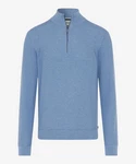 Brax Strickpullover Troyer Steffen Regular Fit Blau/Hellblau