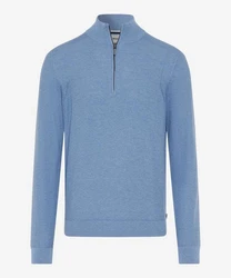 Brax Strickpullover Troyer Steffen Regular Fit Blau/Hellblau