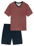 Schiesser Pyjama V-Ausschnitt Comfort Nightwear (2 tlg) Braun/Rot/Dunkelrot/Bordeaux