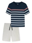 Schiesser Pyjama Casual Nightwear Grau/Dunkelblau/Silber/Mischfarben