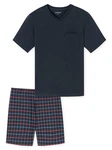 Schiesser Pyjama V-Ausschnitt Comfort Essentials (2 tlg) Dunkelblau/Blau