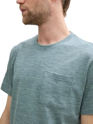 TOM TAILOR T-Shirt mit Brusttasche Grün/Türkis/Hellblau/Grau