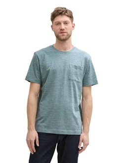 TOM TAILOR T-Shirt mit Brusttasche Grün/Türkis/Hellblau/Grau