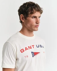 Gant T-Shirt aus Bio-Baumwolle Regular Fit Weiß/Creme/Grau/Gelb/Khaki/Dunkelblau/Gold