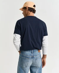 Gant T-Shirt aus Bio-Baumwolle Regular Fit Blau/Dunkelblau/Hellblau