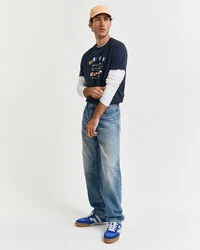 Gant T-Shirt aus Bio-Baumwolle Regular Fit Blau/Dunkelblau/Hellblau