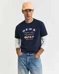 Gant T-Shirt aus Bio-Baumwolle Regular Fit Blau/Dunkelblau/Hellblau