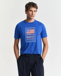 Gant T-Shirt aus Bio-Baumwolle Regular Fit Blau/Dunkelblau/Mintgrün/Grau