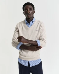 Gant Strickpullover CLASSIC COTTON V-NECK beigemeliert