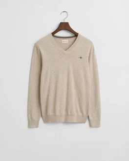 Gant Strickpullover CLASSIC COTTON V-NECK beigemeliert