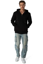 Smith & Solo Hoodie Sweatshirt mit Reißverschluss Schwarz